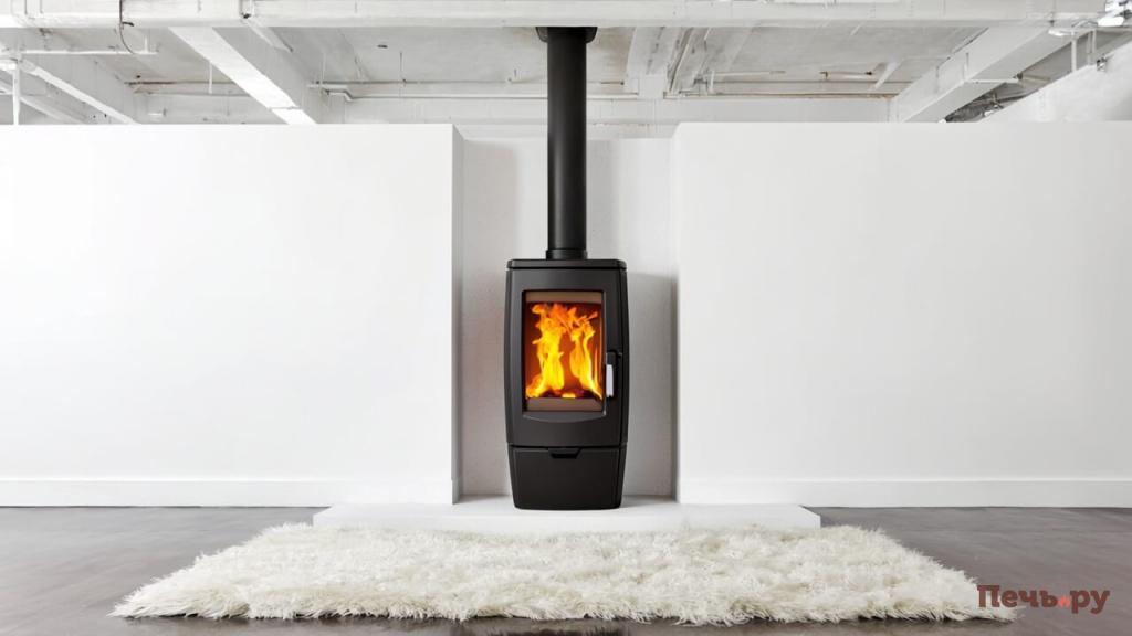 Gen4 печь встроена в нишу в стене в комнате лофт пространства интерьер в белом цвете и лежи 17916816 (1).jpg